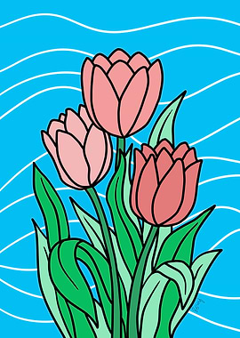 Pink Tulips Floral Flowers