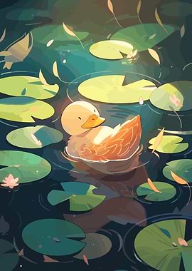 Tranquil Duck In A Pond
