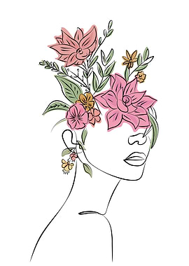 Modern Flowers Woman Art