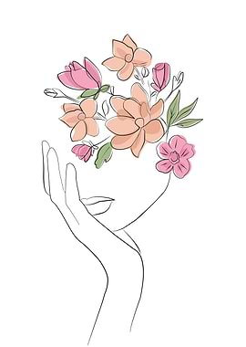 Modern Flowers Woman Art