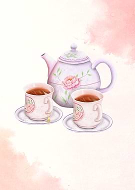 Tea Set Watercolor
