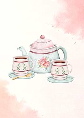 Tea Set Watercolor