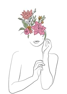 Modern Flowers Woman Art