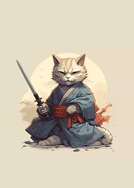 cat samurai japan