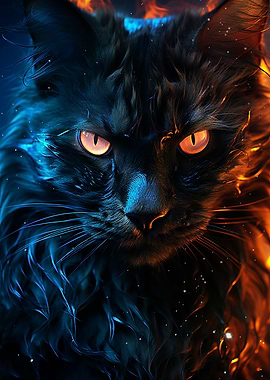 Neon Cat Portrait