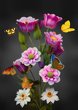 Flowers and butterflies