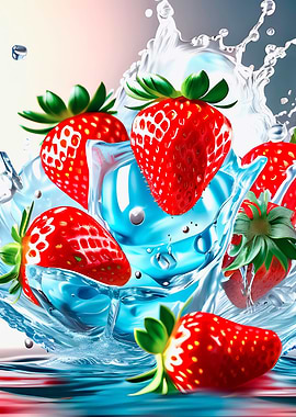 Fresh strawberries in ice
