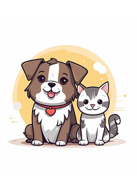Dog and Cat Illustration