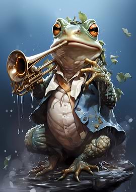 Frog Playing Trumpet
