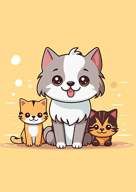 Dog and Cat Illustration