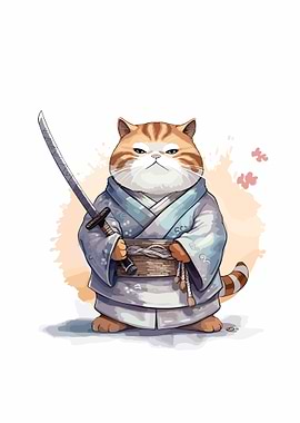cat samurai japan