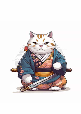 cat samurai japan