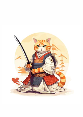 cat samurai japan