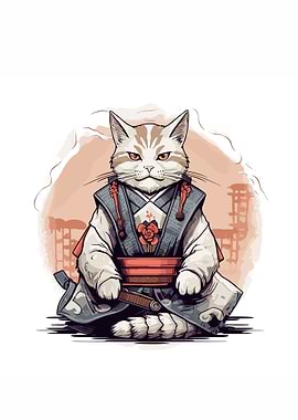 cat samurai japan