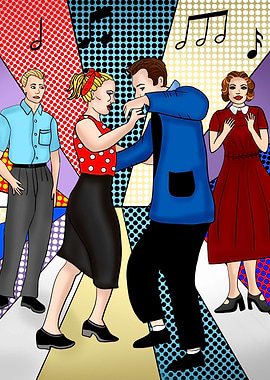 1950s Couple Dancing Retro