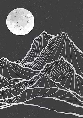 mountain line art