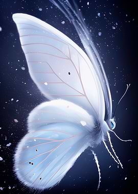 White butterfly, night