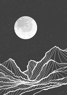 abstract mountain line art