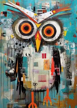 Abstract Owl Portrait Art