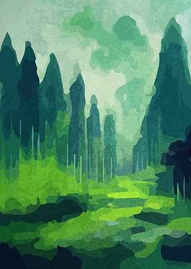 trees path abstract art