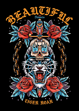 Tiger Head Skull Tattoo