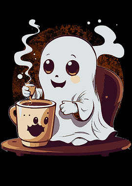 Ghost Drinking Coffee
