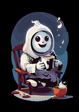Ghost Drinking Coffee
