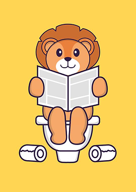 Cute Lion Toilet Newspaper