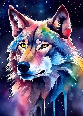 Watercolor wolf