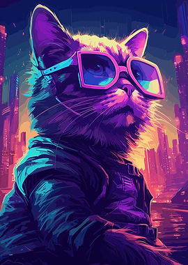 Cyberpunk Gaming Cat