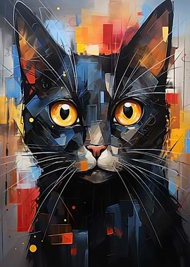 Abstract cat vivid colors