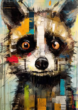 Abstract Raccoon Portrait