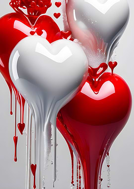 Love, red and white hearts