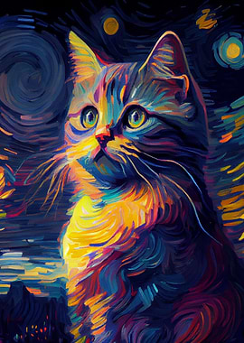 Starry Night Cat
