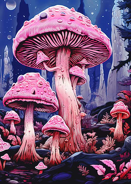 Vintage Mushroom Forest