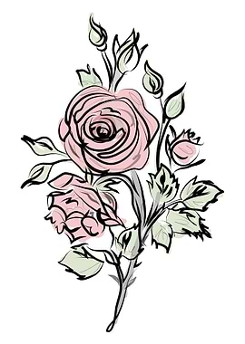 Hand drawn Rose line art