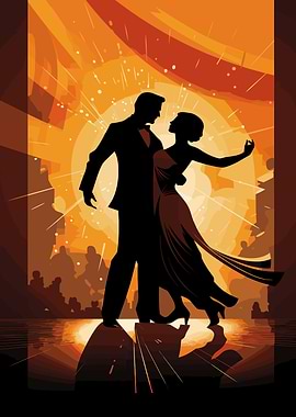 Ballroom Dancers Art Deco