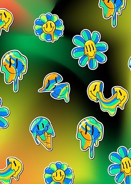 Psychedelic Smiley Green