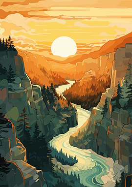 Canyon Landscape Sunset