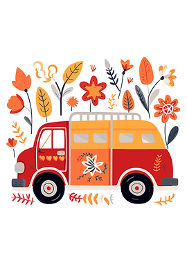 cute boho fire engine