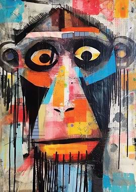 Abstract Baboon Portrait