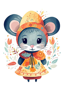 Cute mouse boho style
