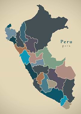 Peru with regions colored