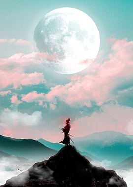 Samurai in the moonlight