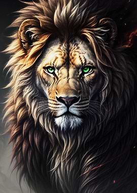 Majestic Green Eyed Lion