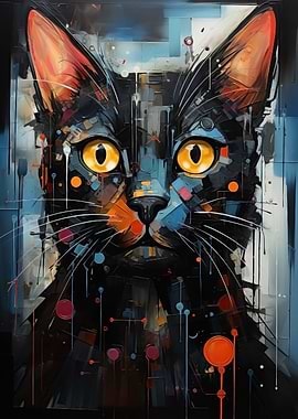 Abstract cat vivid colors