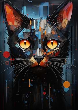 Abstract cat vivid colors