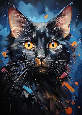 Abstract cat vivid colors