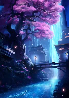 Japanese Sakura Neon Art