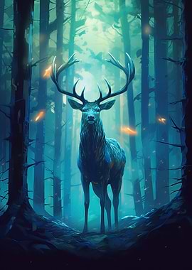 Deer In Forest Mysterious
